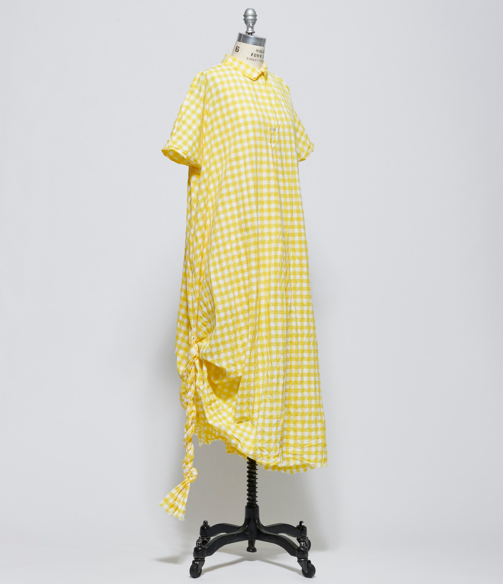 Daniela Gregis Womens Abito Dress 20.07.06 Machina Lavata Quadro 1cm Bianco Giallo Sole