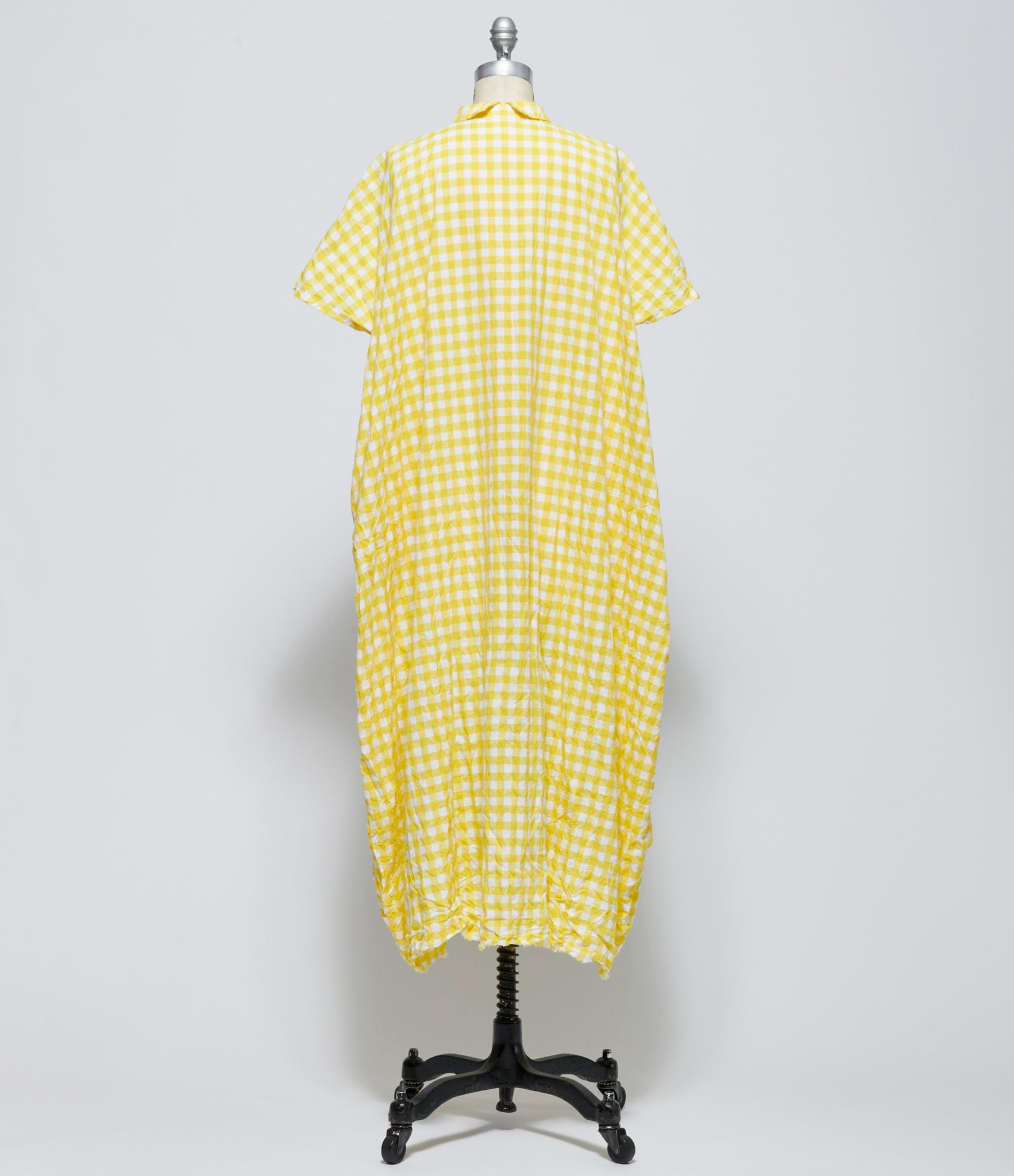 Daniela Gregis Womens Abito Dress 20.07.06 Machina Lavata Quadro 1cm Bianco Giallo Sole
