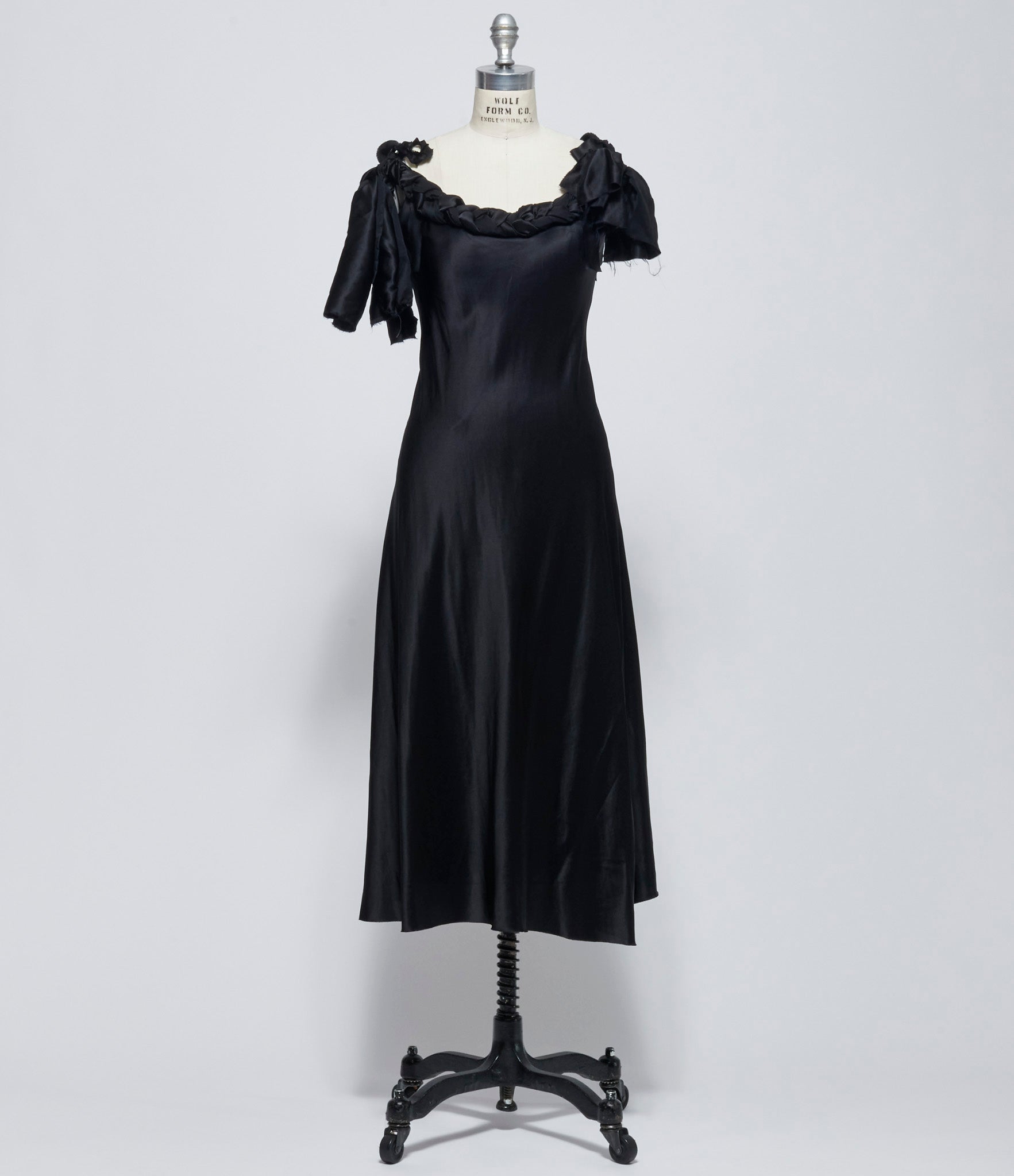 Elena Dawson Black Silk Satin Light Rope Slip Dress