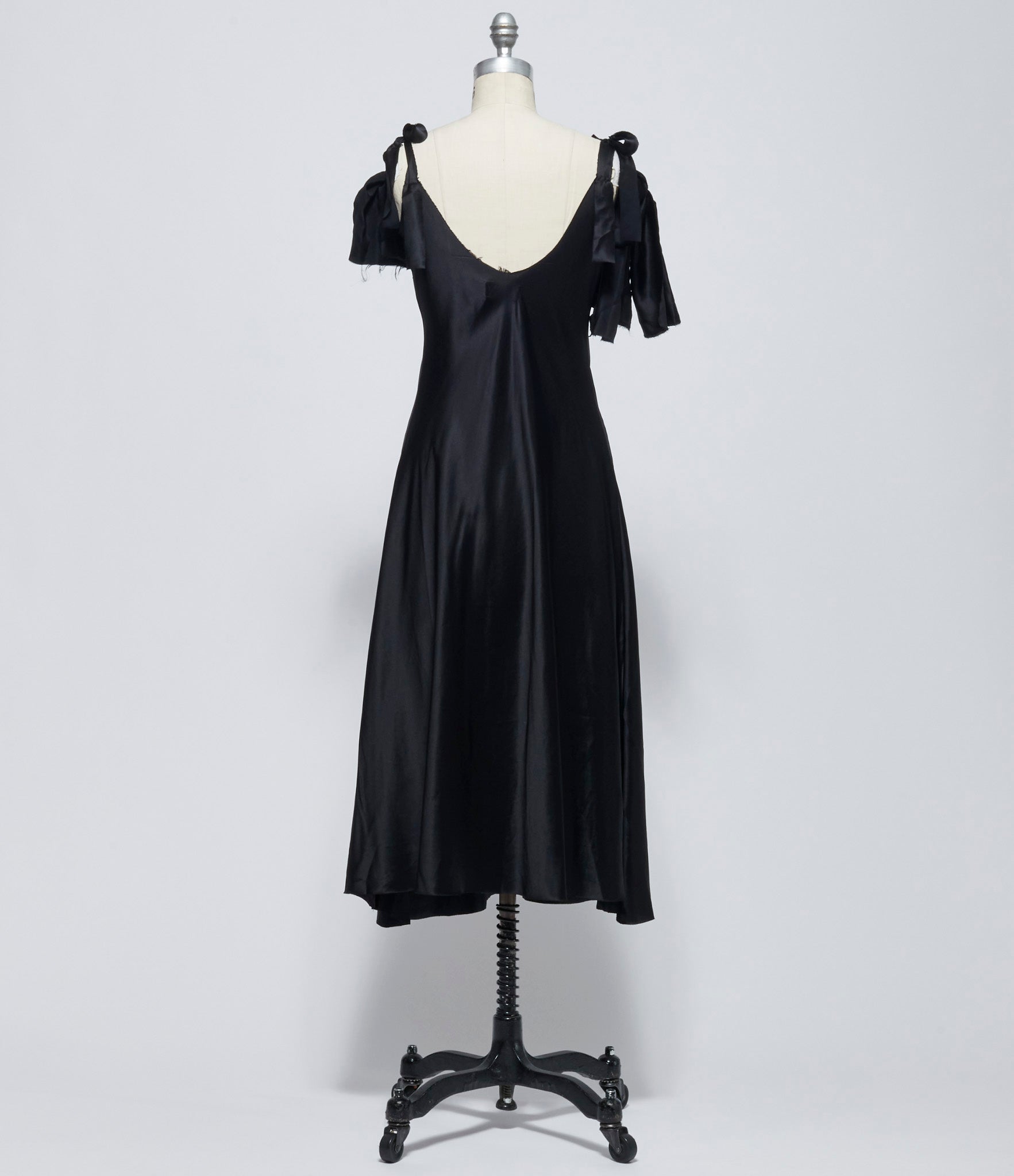 Elena Dawson Black Silk Satin Light Rope Slip Dress