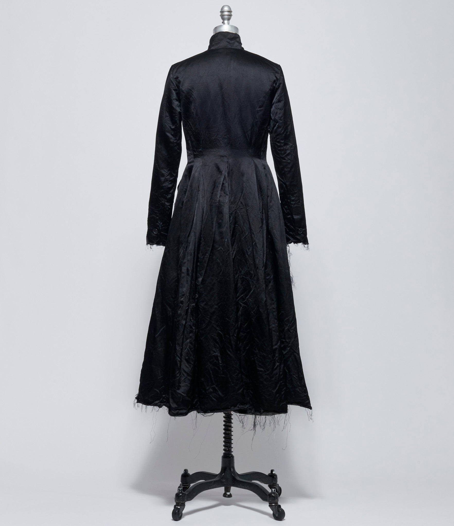 Elena Dawson Black Satin Heavy 9X Monet Coat Rosebuds