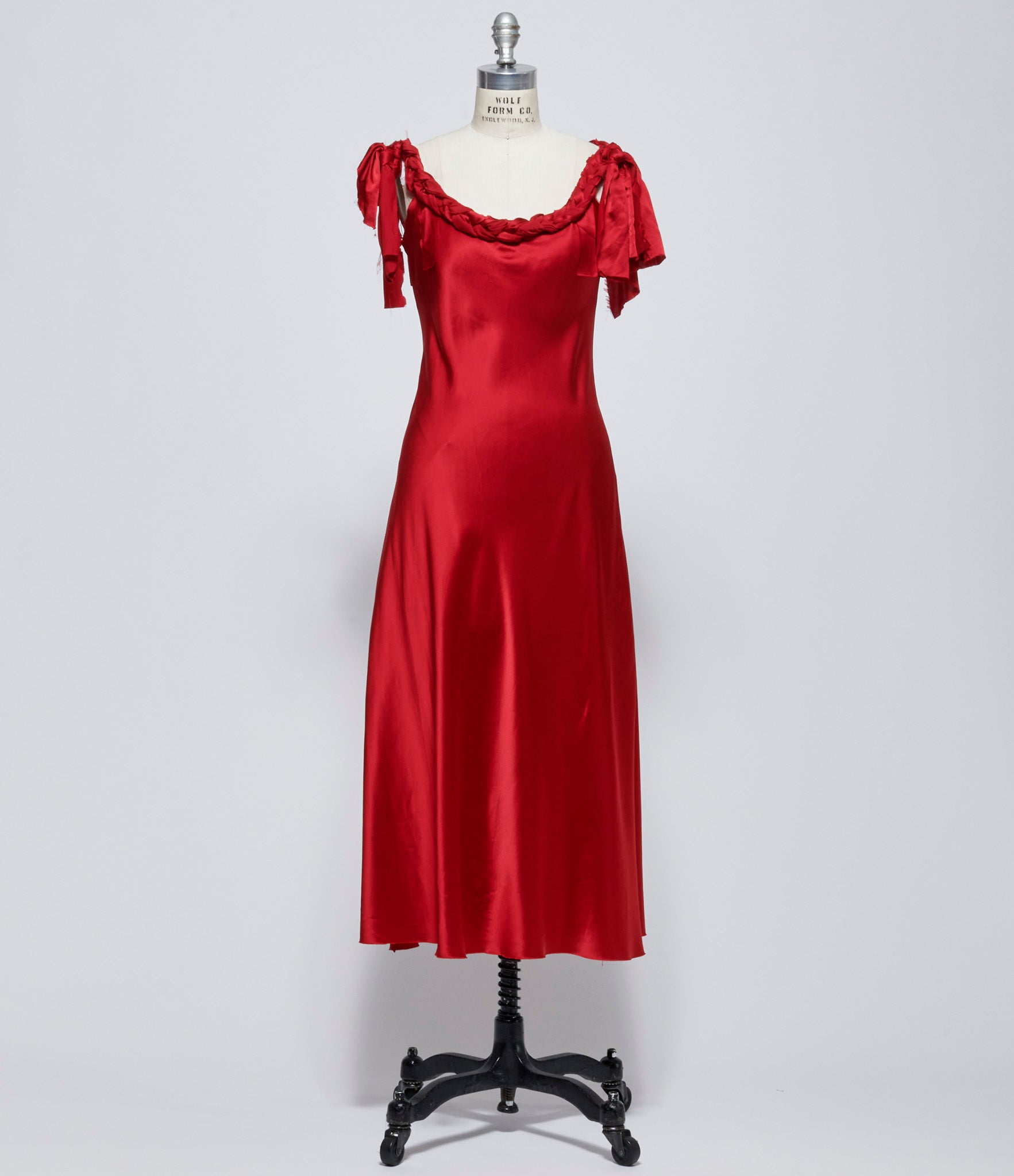 Elena Dawson Red Silk Satin Light Rope Slip Dress
