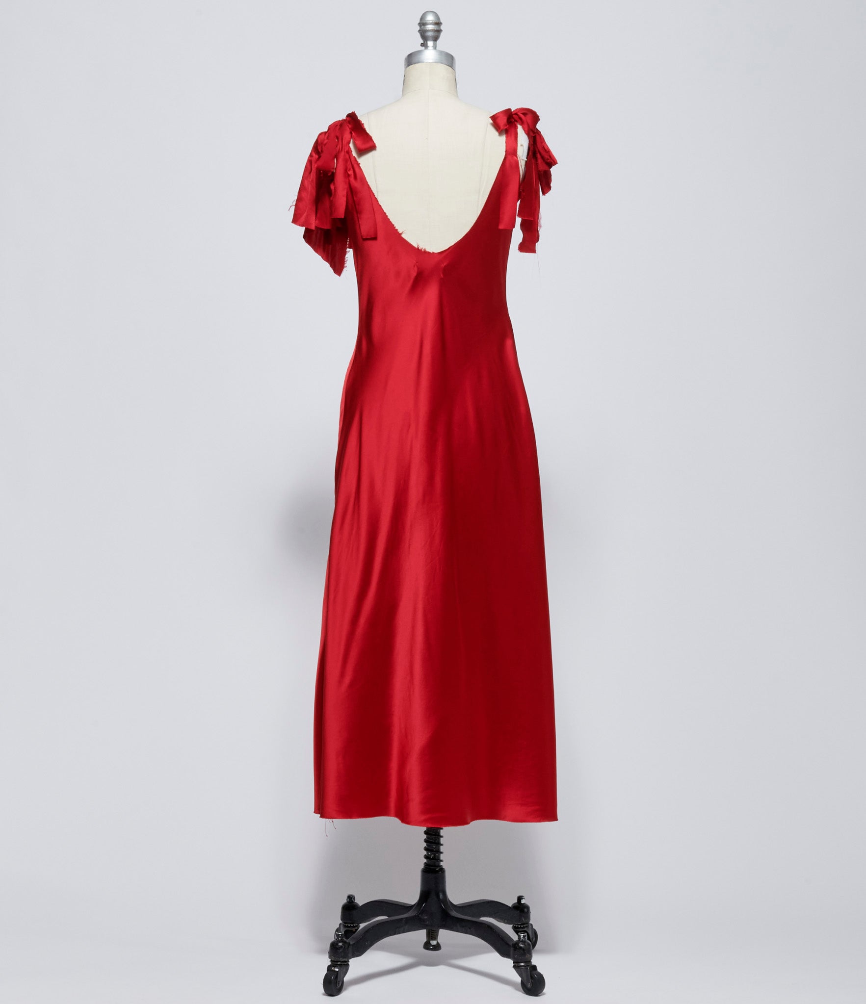 Elena Dawson Red Silk Satin Light Rope Slip Dress