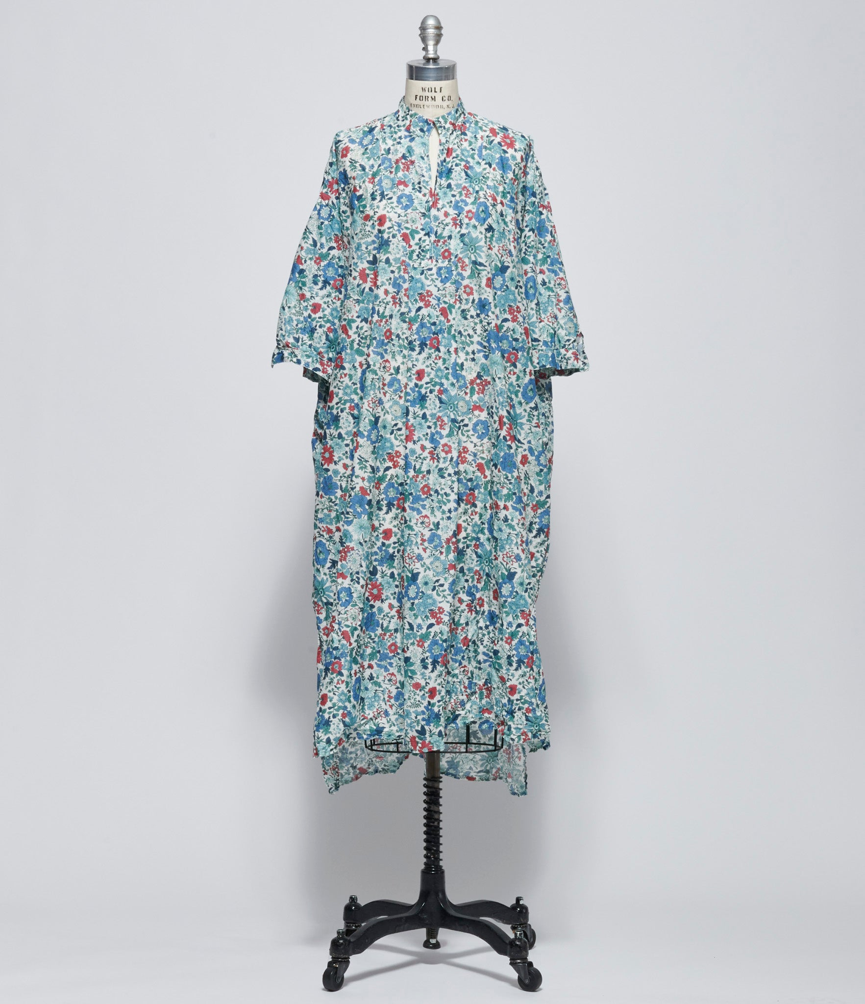 Daniela Gregis Womens Camicione Shirt Kora Medio 115 Lavato Fiori Bianchi Blu Rossi Azzurro Pale