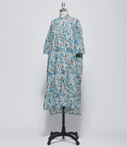 Daniela Gregis Womens Camicione Shirt Kora Medio 115 Lavato Fiori Bianchi Blu Rossi Azzurro Pale