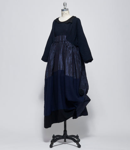 Daniela Gregis Womens Abito Dress Newpride PTC Diquattro Lavato Blu Navy Nero