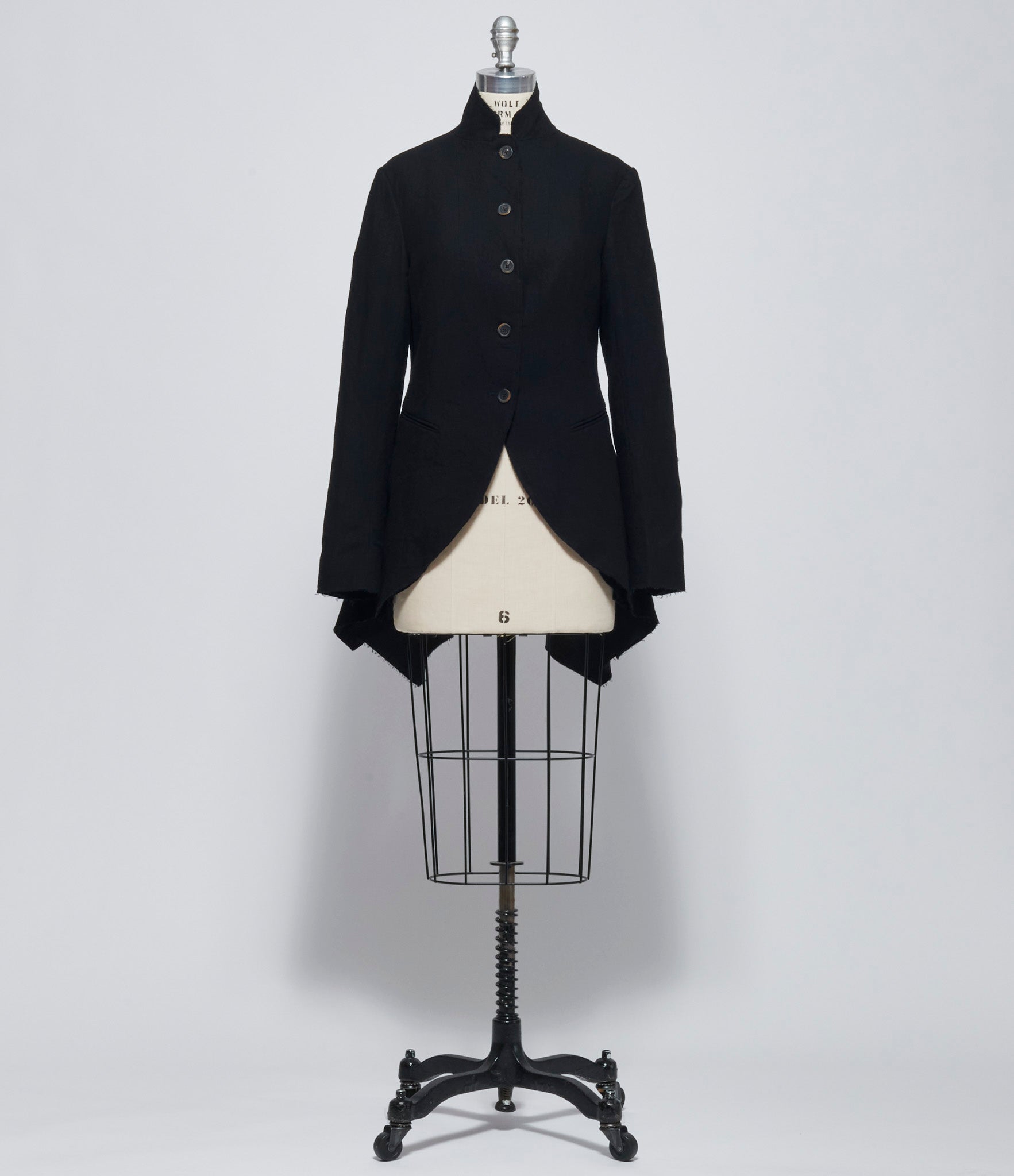Forme D'Expression Womens Black Victorian Raw Edged Coat