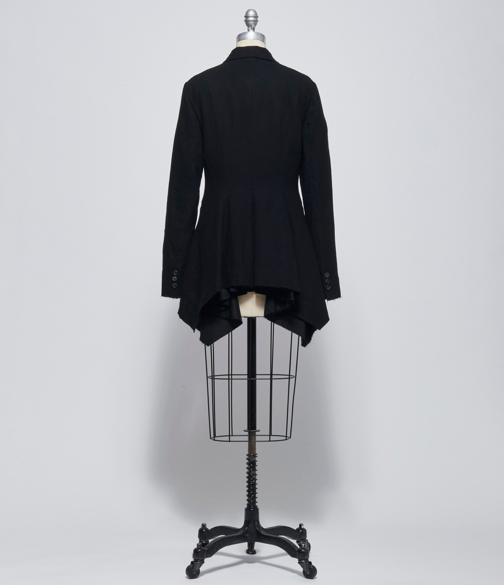 Forme D'Expression Womens Black Victorian Raw Edged Coat