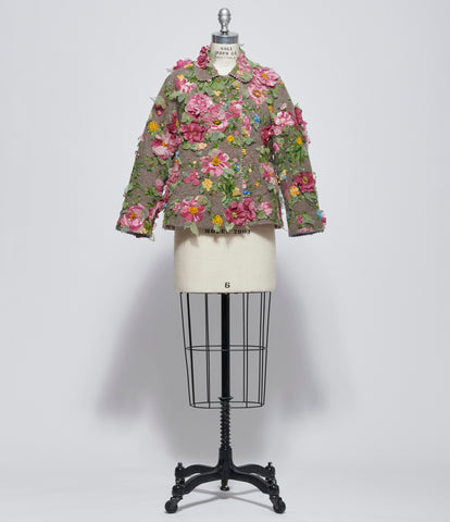 Pero Womens Beaded Floral Jacket