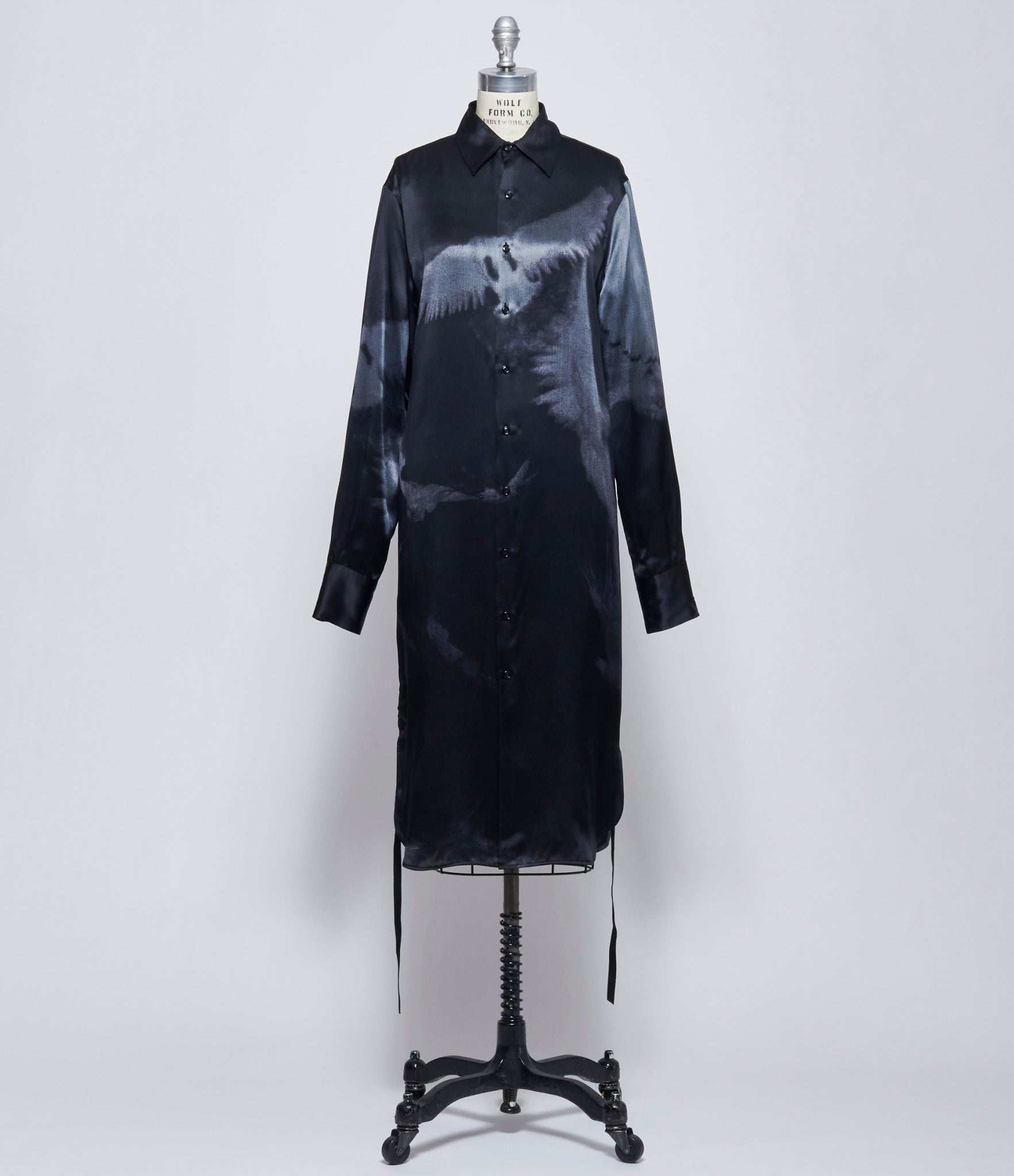 Ann Demeulemeester Womens Rada High Comfort Silk Print Shirt with Drawstrings