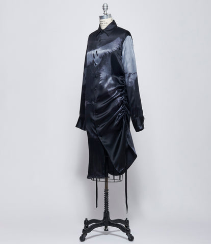 Ann Demeulemeester Womens Rada High Comfort Silk Print Shirt with Drawstrings