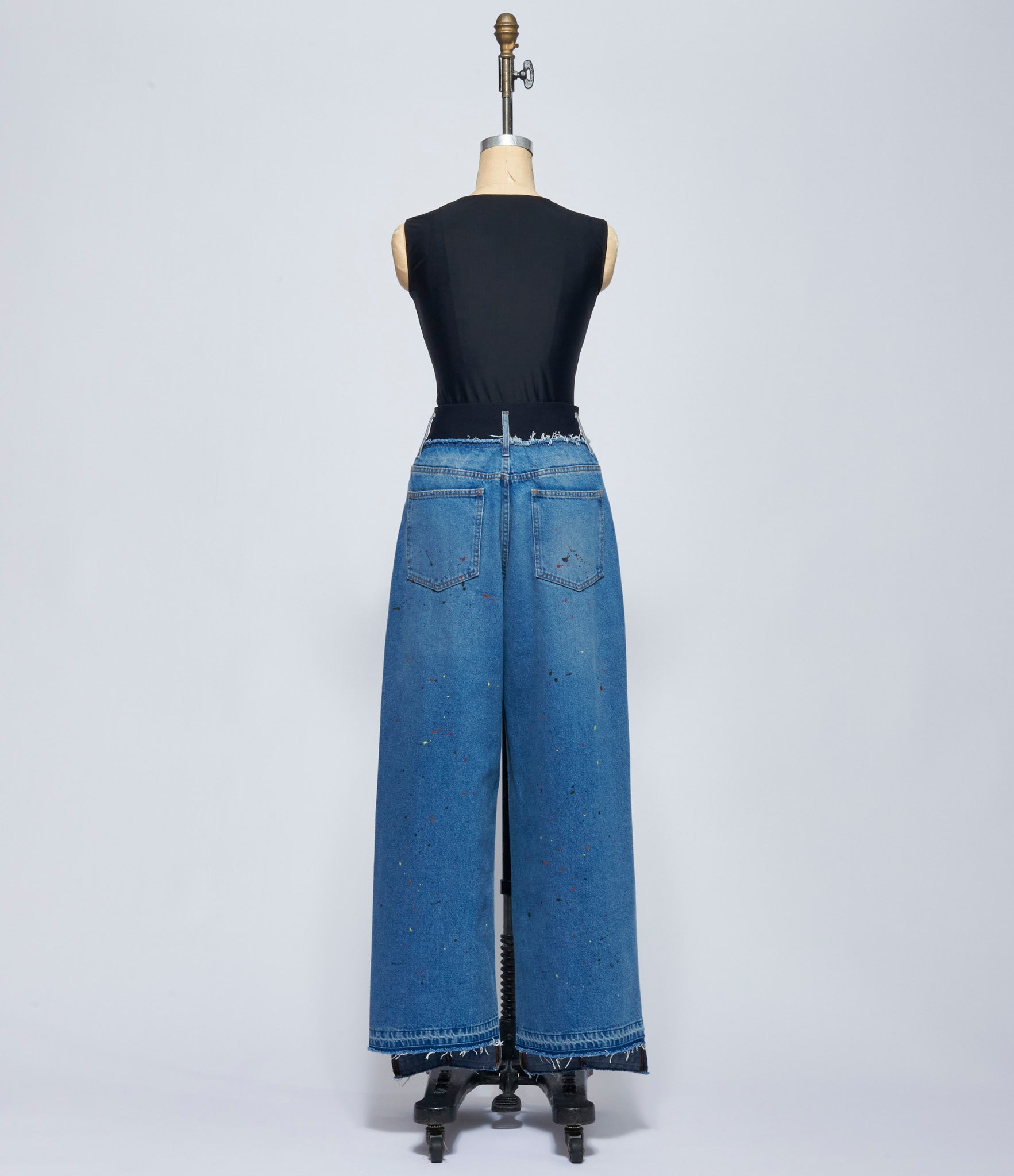 Alainpaul Womens Elastic Waist Knee Shape Denim Pant Unisex