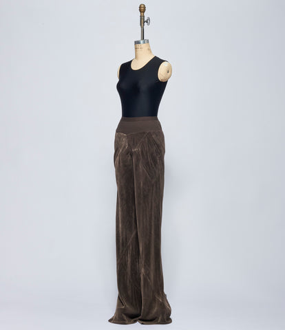 Rick Owens Womens Brown Velvet Pantaloni Bias