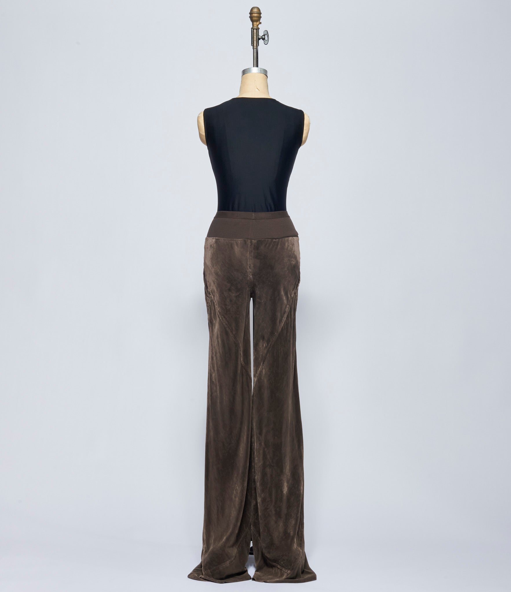 Rick Owens Womens Brown Velvet Pantaloni Bias