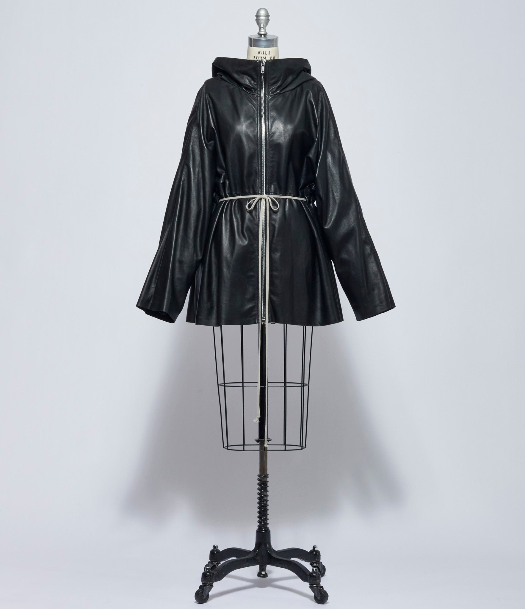 Rick Owens Womens Giacca in Pelle Zip Front Hooded Jacket