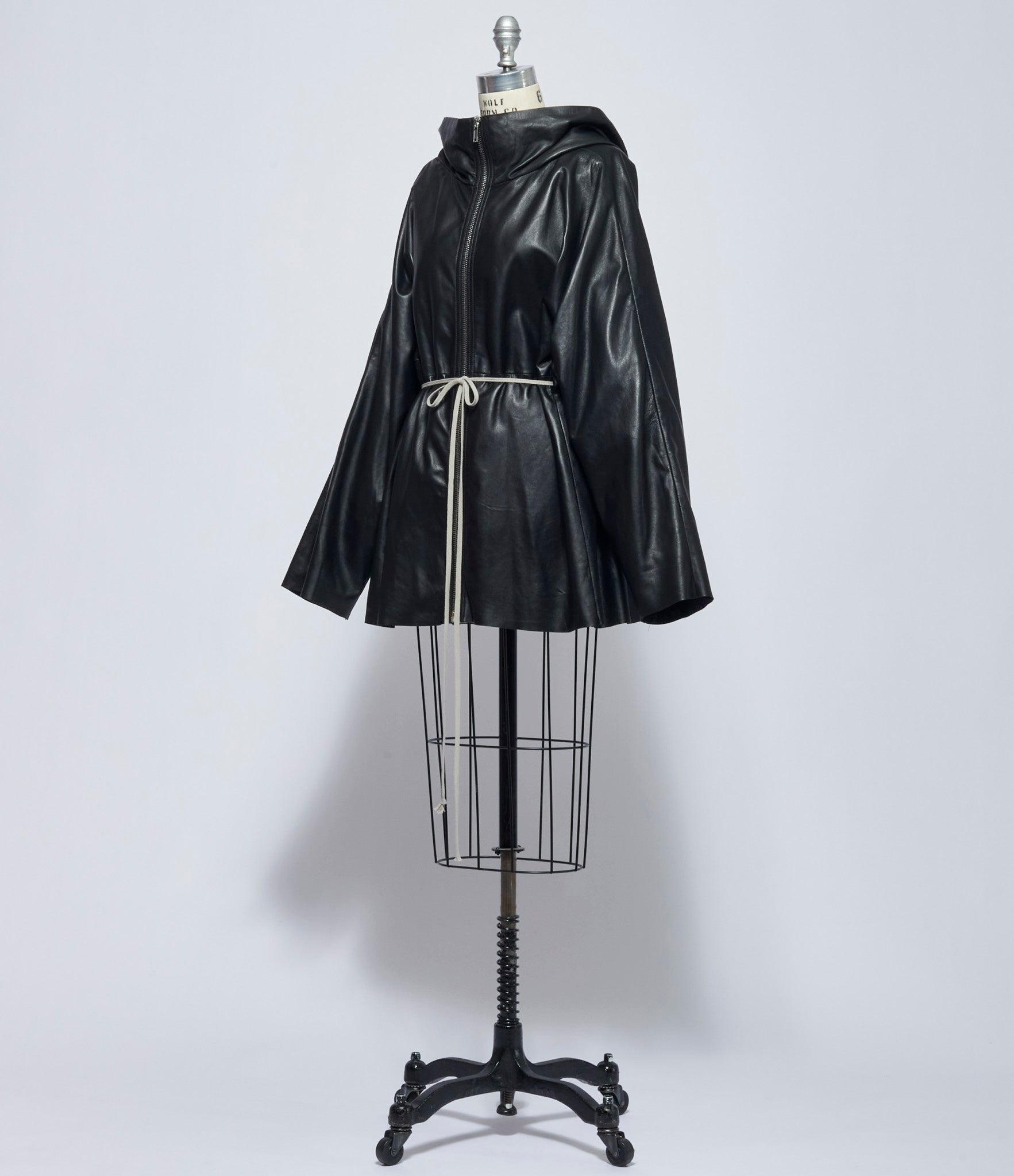 Rick Owens Womens Giacca in Pelle Zip Front Hooded Jacket