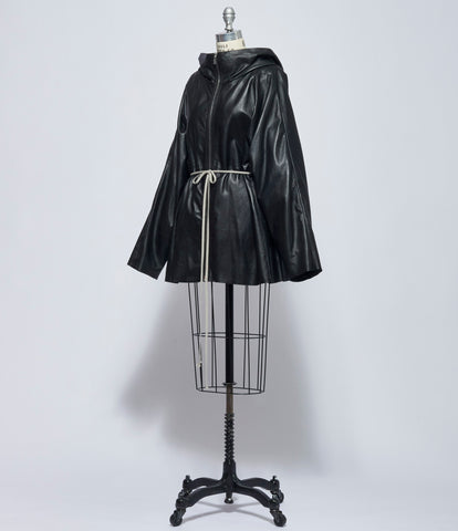 Rick Owens Womens Giacca in Pelle Zip Front Hooded Jacket