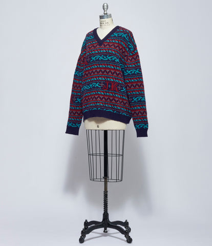 Julie Kegels Womens Kair Navy V-Neck Knitted Sweater