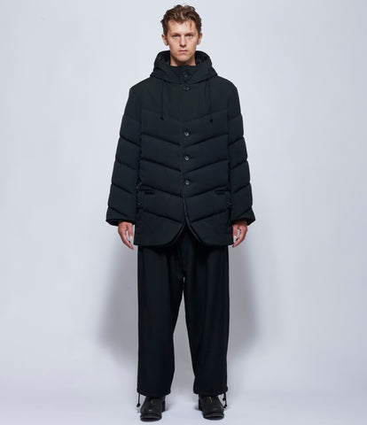 Yohji Yamamoto Mens Diagonal Padded Hooded Jacket