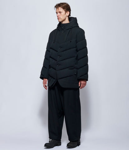 Yohji Yamamoto Mens Diagonal Padded Hooded Jacket