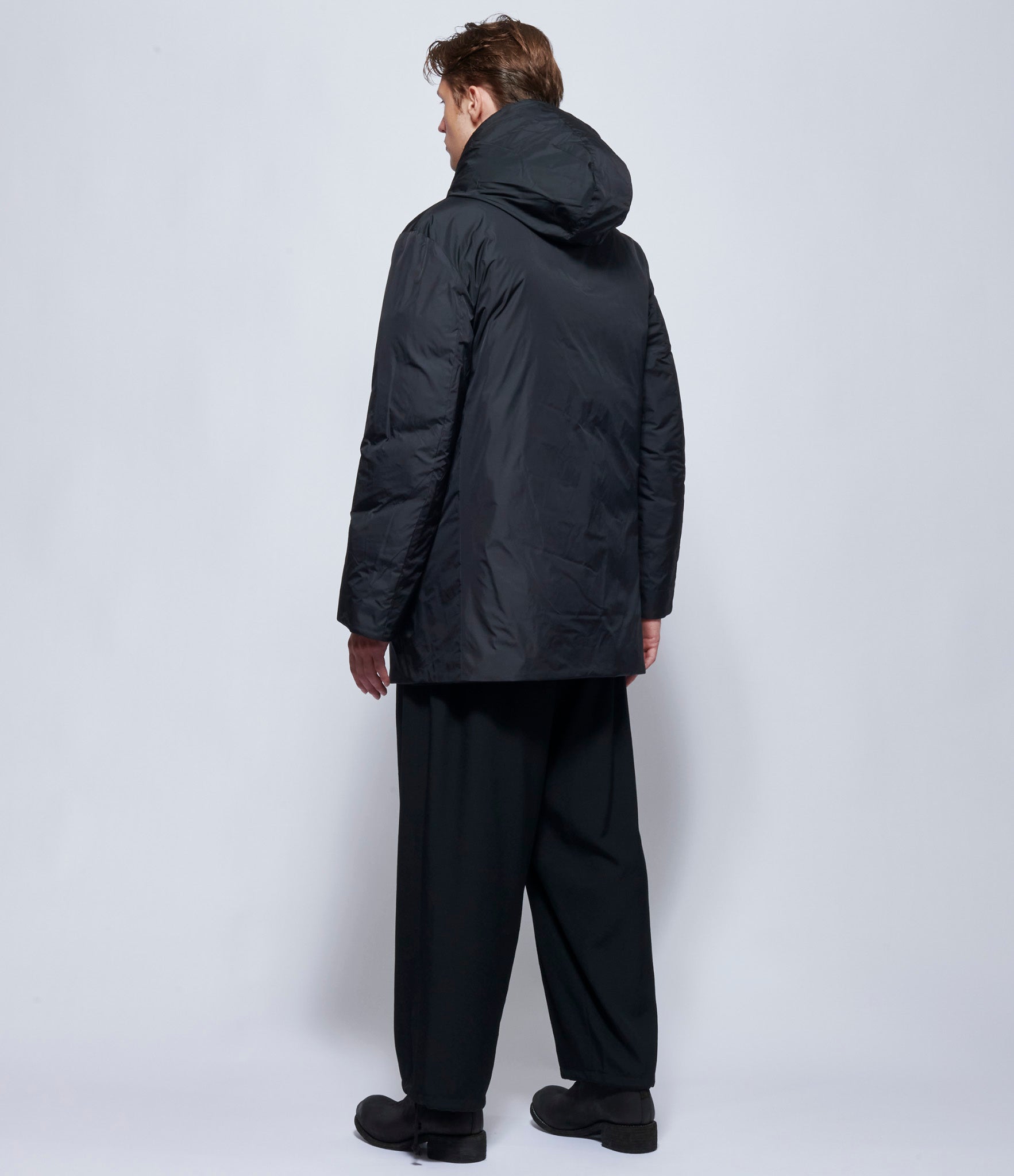 Yohji Yamamoto Mens Diagonal Padded Hooded Jacket