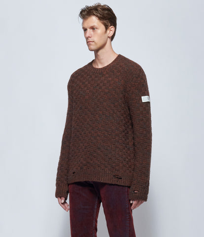 MM6 Maison Margiela Mens Checkered Knit Crewneck