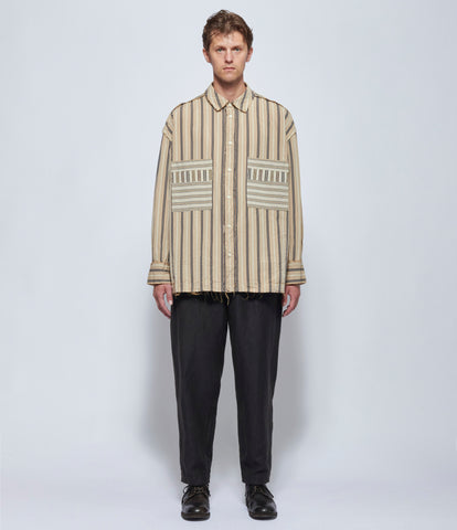 Casey Casey Mens Hamnet Raw Edge Paper Cotton Stripe Shirt