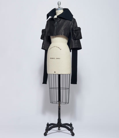 Yohji Yamamoto Womens Ribbed Sleeve Short Jacket