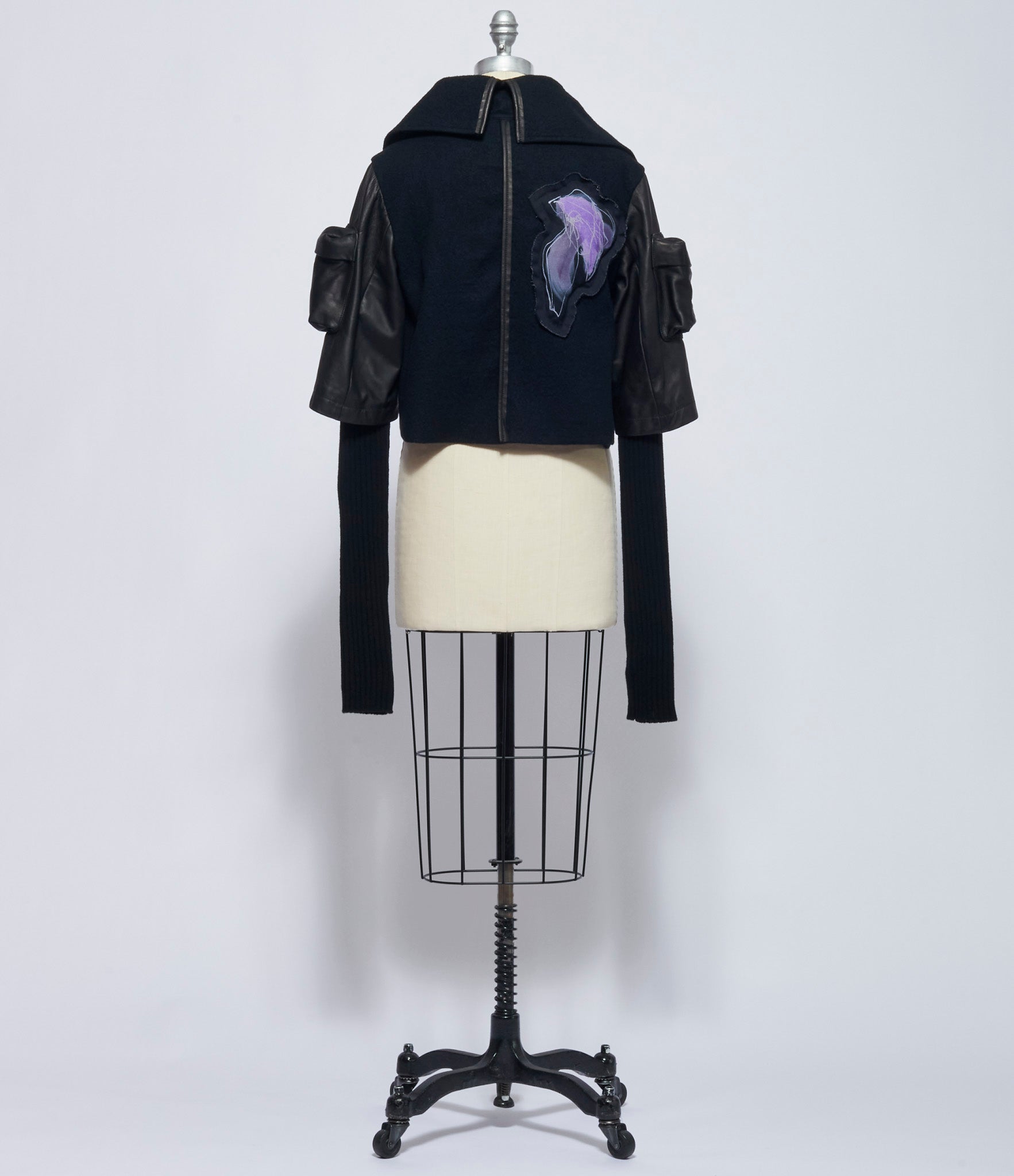 Yohji Yamamoto Womens Ribbed Sleeve Short Jacket
