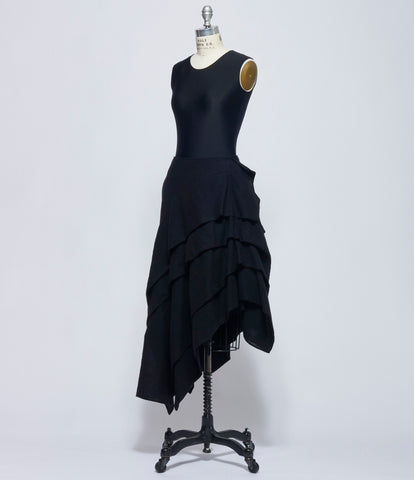 Yohji Yamamoto Womens Tucked Stitch D Skirt