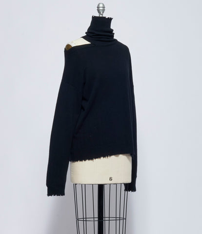 Uma Wang Womens Black High Neck Top