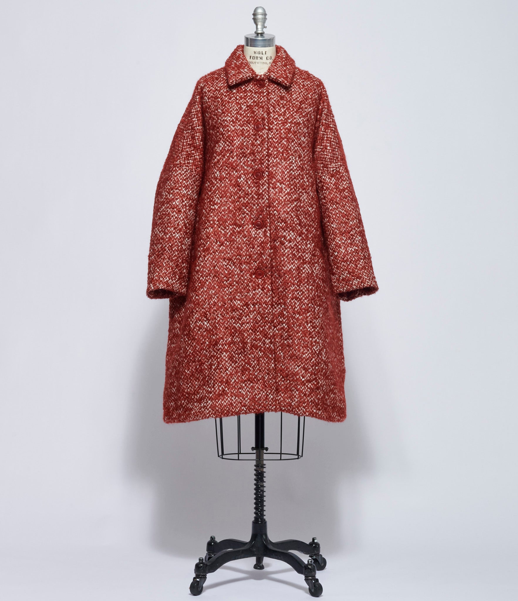 Casey Casey Womens Big Blobby Coat Tweed Burgundy