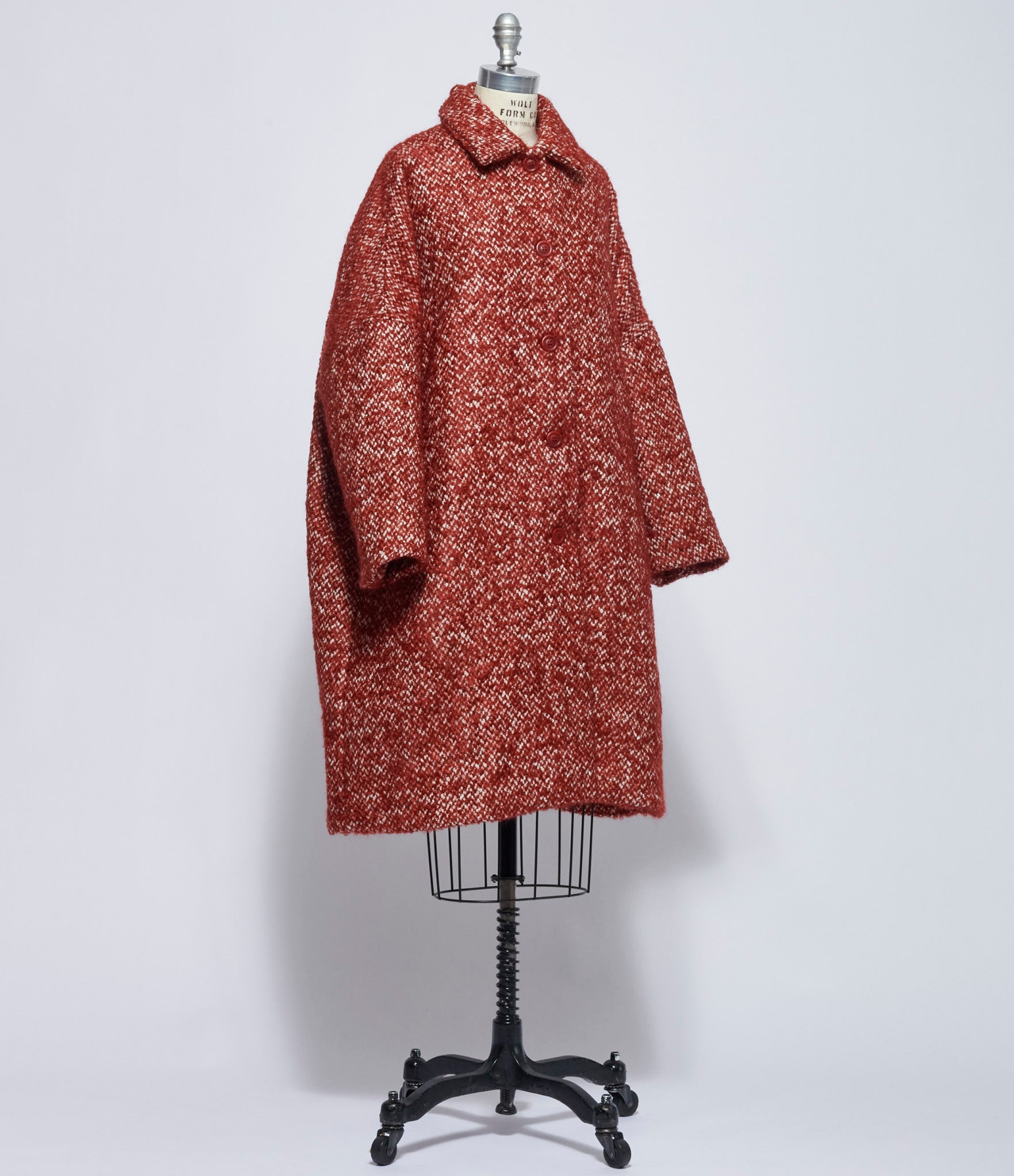 Casey Casey Womens Big Blobby Coat Tweed Burgundy