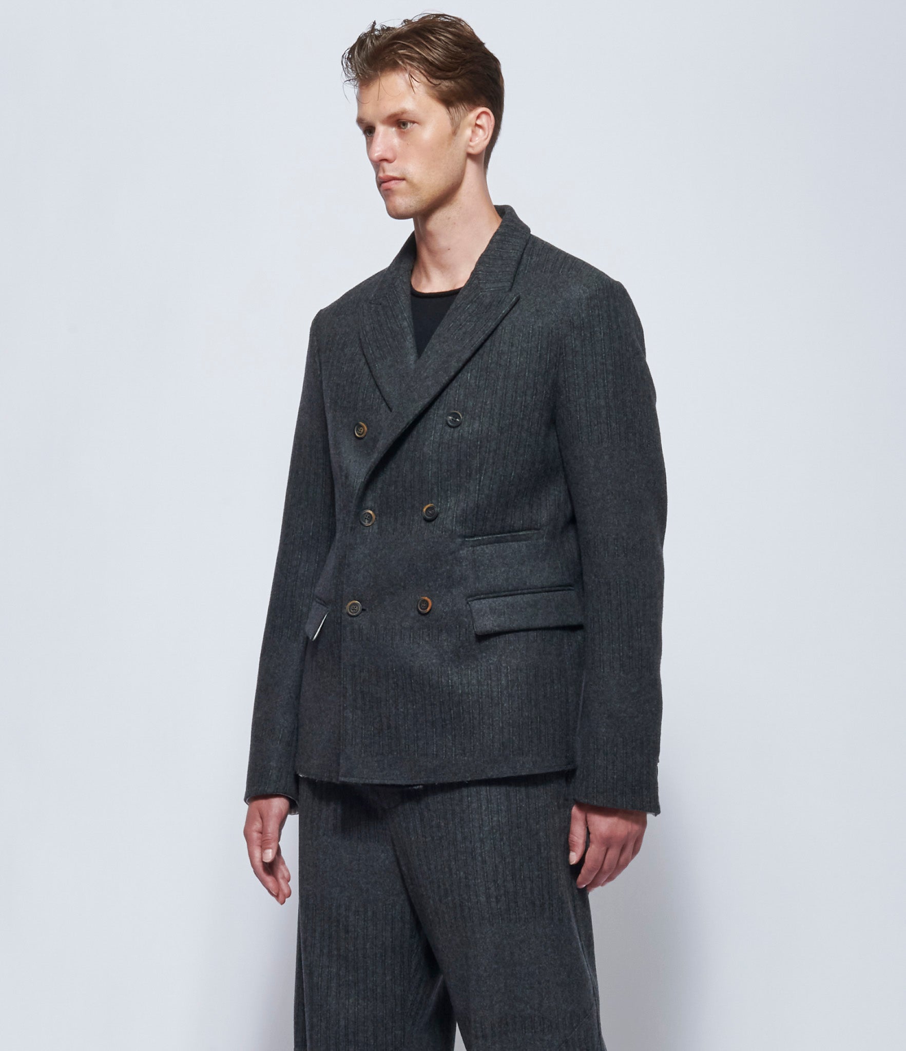 Forme d'Expression Mens Charcoal Cropped DB Jacket