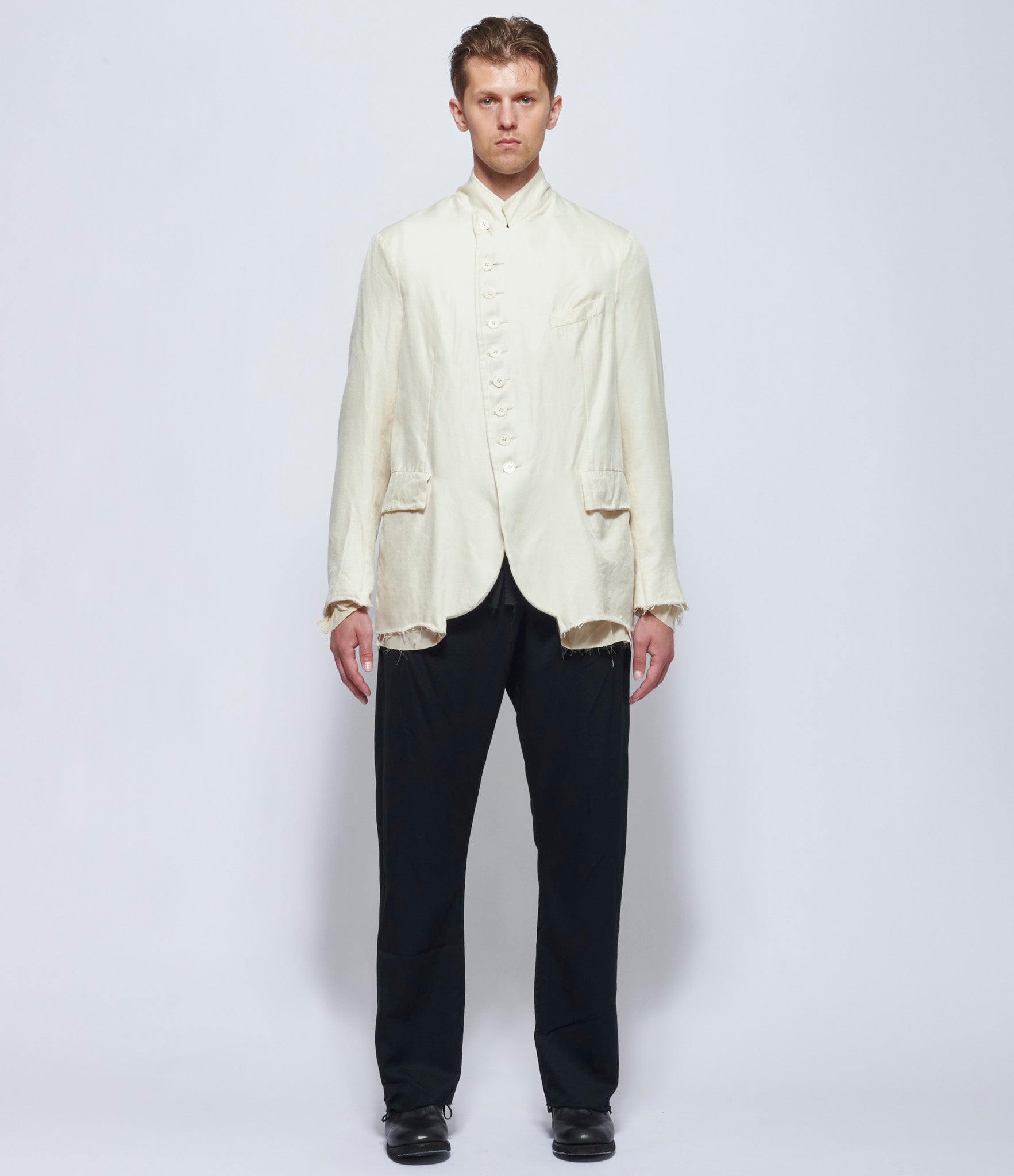 Elena Dawson Men's Ivory Silk Wool 8X Blazer Peak