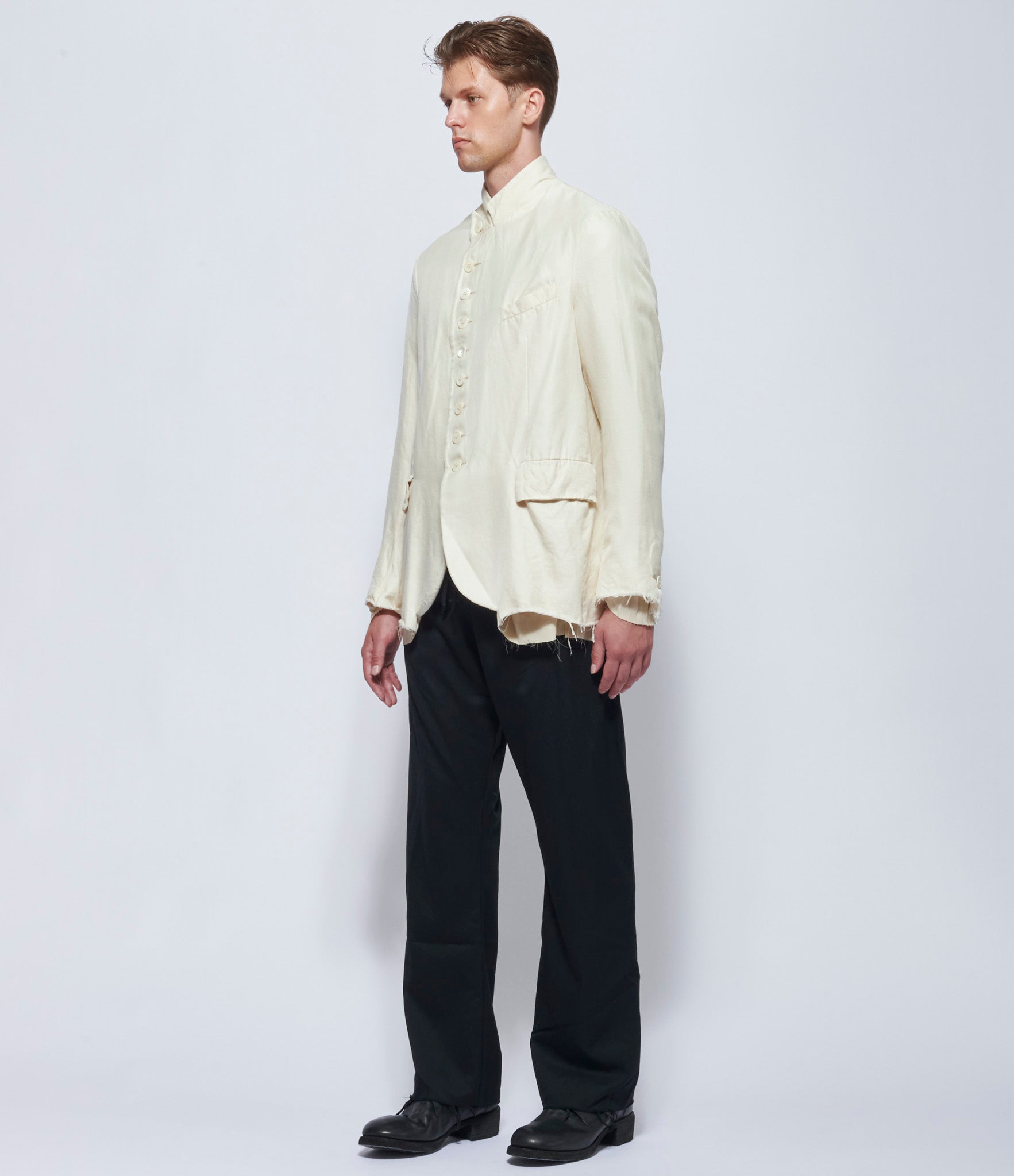 Elena Dawson Men's Ivory Silk Wool 8X Blazer Peak