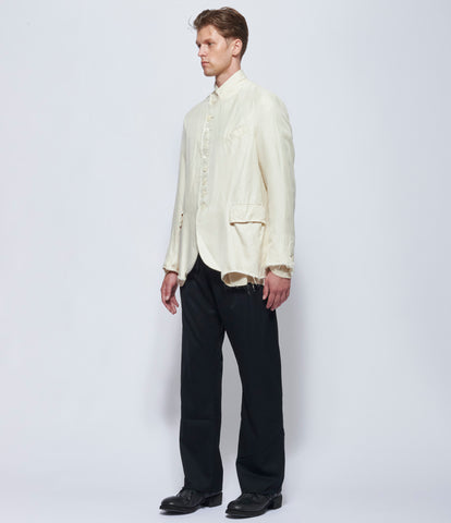 Elena Dawson Men's Ivory Silk Wool 8X Blazer Peak