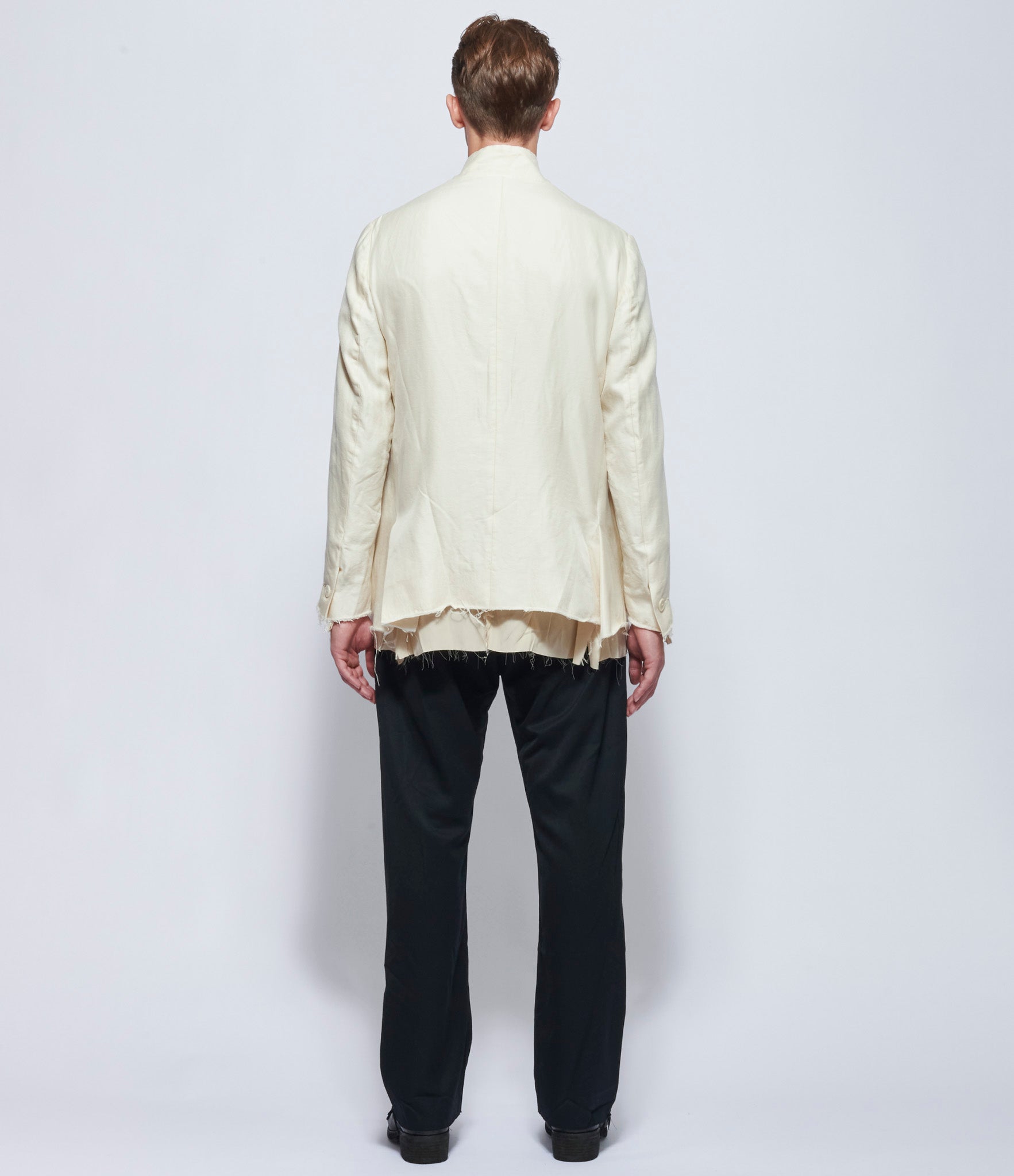 Elena Dawson Men's Ivory Silk Wool 8X Blazer Peak