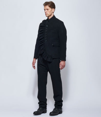 Elena Dawson Men's Black Lambswool 8X Blazer Ruffled Peak