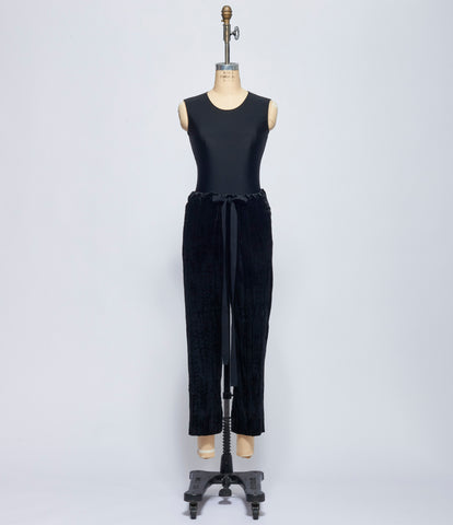 Elena Dawson Black Silk Crushed Velvet Drawstring Pants