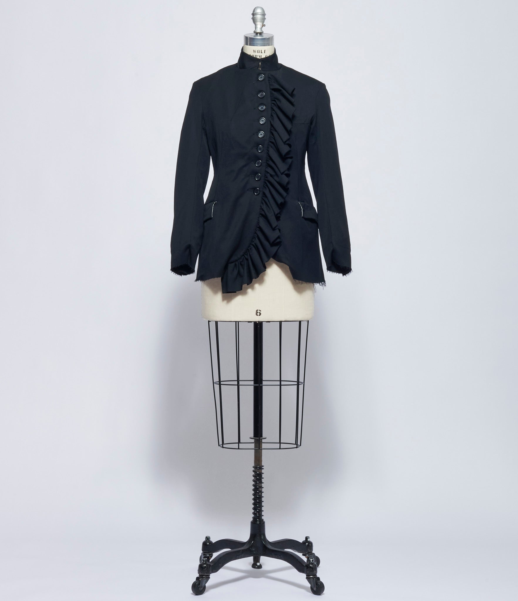 Elena Dawson Black Medium Wool 9X Rosette Jacket