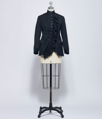 Elena Dawson Black Medium Wool 9X Rosette Jacket