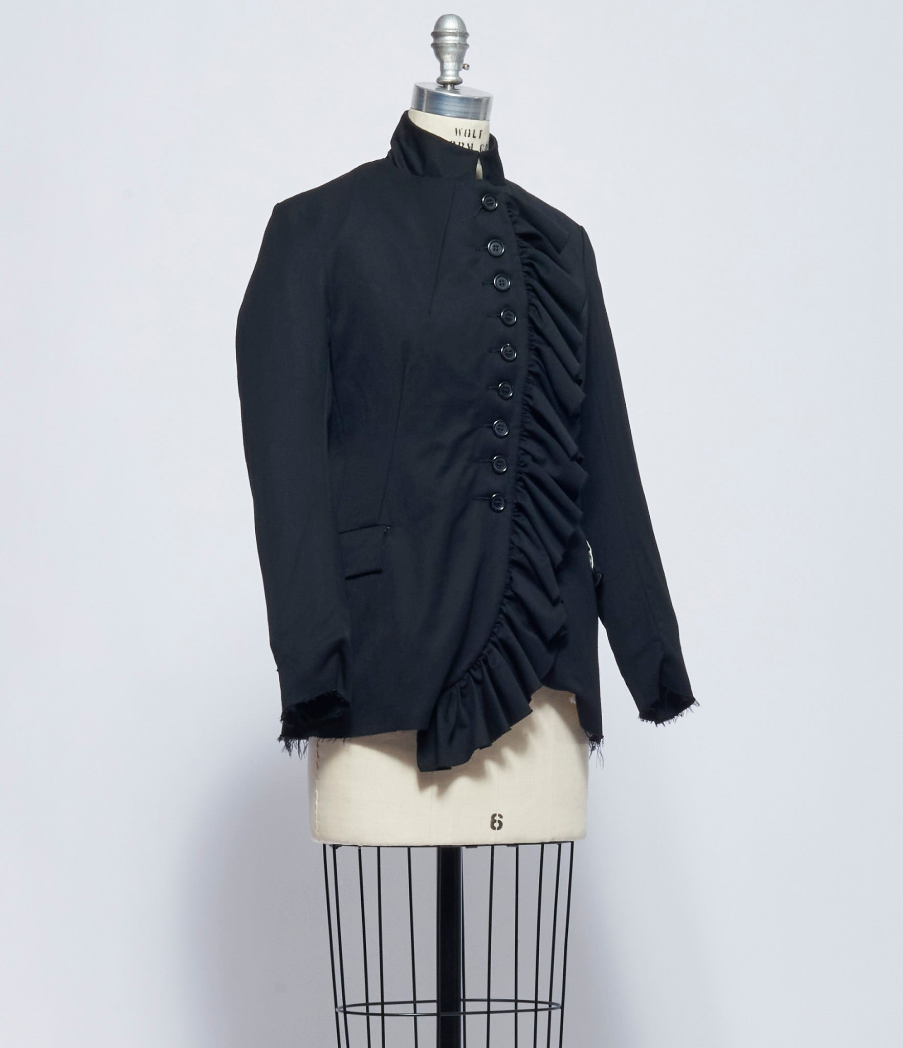 Elena Dawson Black Medium Wool 9X Rosette Jacket