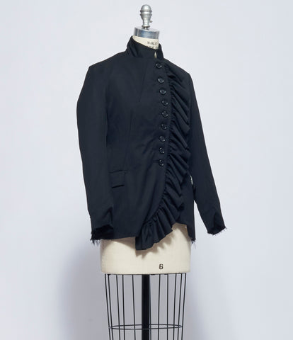 Elena Dawson Black Medium Wool 9X Rosette Jacket