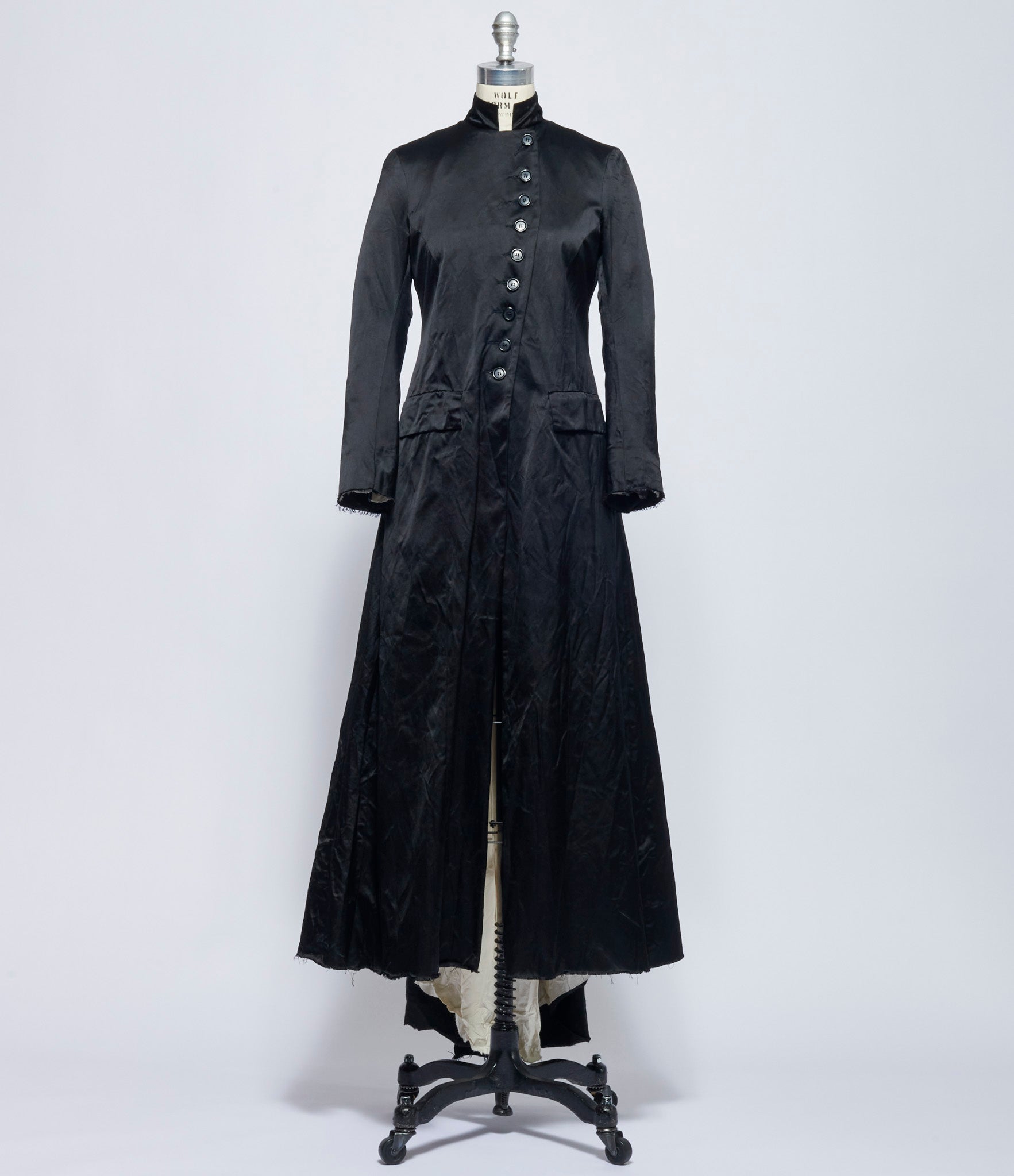 Elena Dawson Black Heavy Satin 9X Calypso Coat with Withered Rose x2