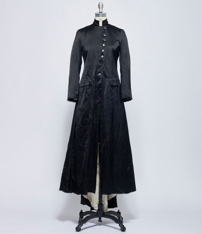 Elena Dawson Black Heavy Satin 9X Calypso Coat with Withered Rose x2