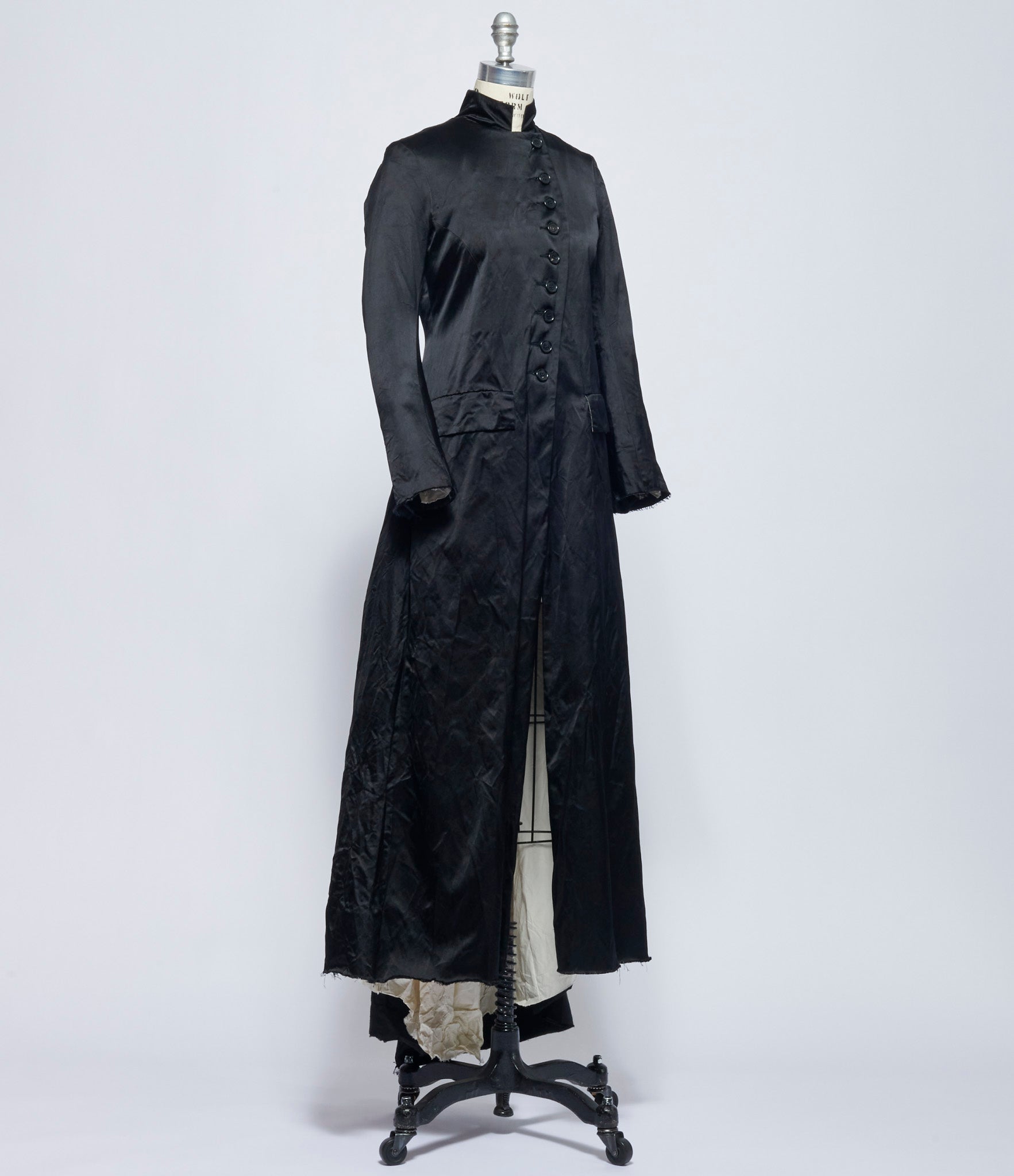 Elena Dawson Black Heavy Satin 9X Calypso Coat with Withered Rose x2