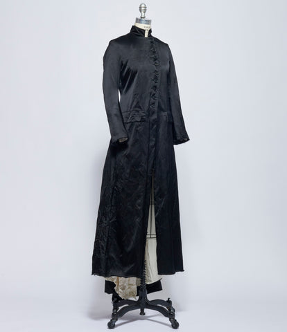 Elena Dawson Black Heavy Satin 9X Calypso Coat with Withered Rose x2