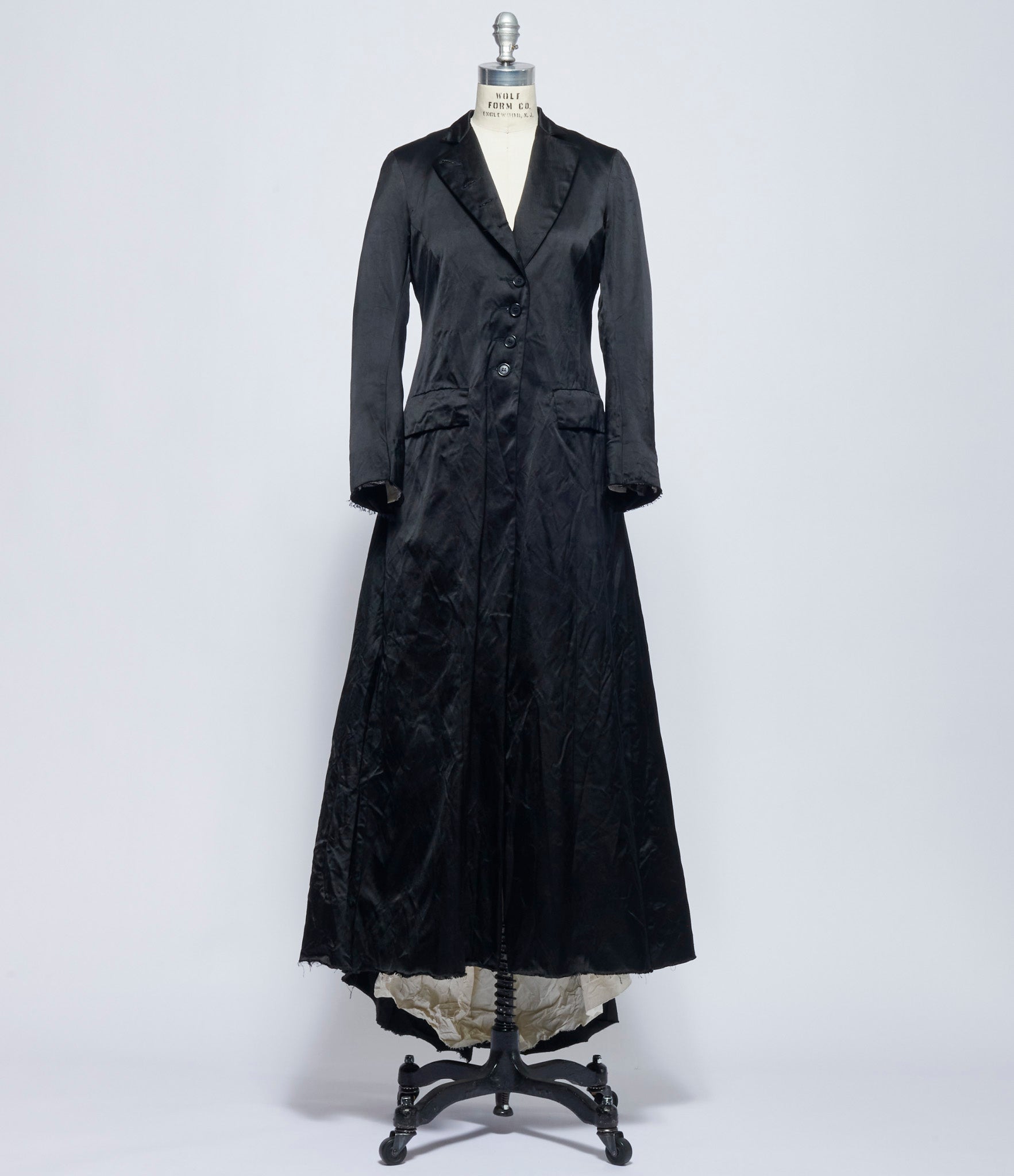 Elena Dawson Black Heavy Satin 9X Calypso Coat with Withered Rose x2