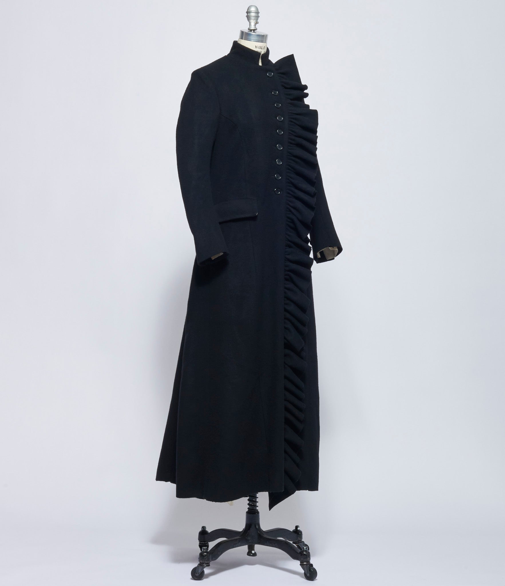Elena Dawson Black Lambswool 9X Rosette Coat